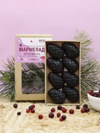 Мармелад ягодный Брусничка в крафтовой коробке, 110г