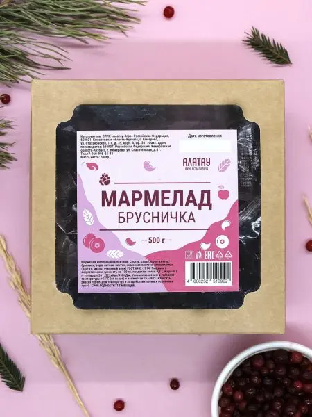 Мармелад ягодный Брусничный, 500 гр
